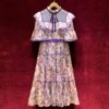 Fashion Designer Lace Embroidery Ruffles Vintage Party Dress