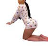 Fashion Ice Cream Printing Slimming High Waist Short Jumpsuit - Image 7