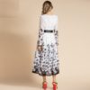 Fashion Runway Bow Belted Long Sleeve Dot Floral Print Chiffon Holiday Dress - Image 5