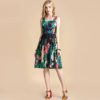 Fashion Runway Jungle Animal Floral Print Beading Draped Vintage Dress - Image 2
