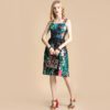 Fashion Runway Jungle Animal Floral Print Beading Draped Vintage Dress - Image 3