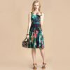 Fashion Runway Jungle Animal Floral Print Beading Draped Vintage Dress - Image 4