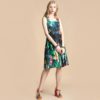 Fashion Runway Jungle Animal Floral Print Beading Draped Vintage Dress - Image 5