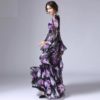 Fashion Runway Long Sleeve Vintage Tiered Tulip Floral Printed Long Dress - Image 6