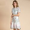 Fashion Runway Short Sleeve Hollow out Embroidered Holiday Dress - Image 4