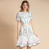 Fashion Runway Short Sleeve Hollow out Embroidered Holiday Dress - Image 6