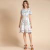 Fashion Runway Short Sleeve Hollow out Embroidered Holiday Dress - Image 7