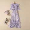 Fashion Runway Solid Ruffles Ruched Floral Mesh Party Lace Dress - Image 6