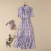 Fashion Runway Solid Ruffles Ruched Floral Mesh Party Lace Dress - Image 7