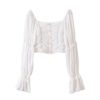 Flare Sleeve Square Collar Blouse Shirts - Image 2