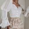 Flare Sleeve Square Collar Blouse Shirts - Image 6