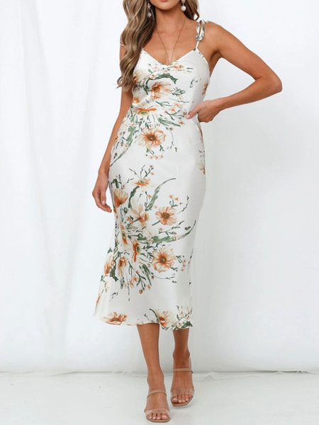 Floral Bodycon Backless Sleeveless Slip Dress