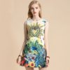 Floral Print Crystal Beading Sleeveless Mini Dress