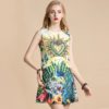 Floral Print Crystal Beading Sleeveless Mini Dress - Image 2