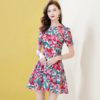 Floral Print Hem Ruffles Beach Mini Dress