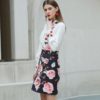 Fashion Designer Floral-Print Shirt+Beaded Elegant Skirt set - Image 3