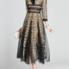 Flower Embroidered Long Tulle Maxi Dress - Image 6