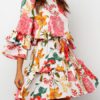 Jewel Neck Floral Print Frill Sundress - Image 2