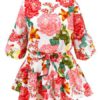 Jewel Neck Floral Print Frill Sundress - Image 5