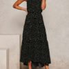 Jewel Neck Printed Lace Up Beach Dress - Image 3