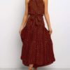 Jewel Neck Printed Lace Up Beach Dress - Image 9