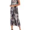 Jewel Neck Sleeveless Printed Beach Dress - Image 3