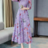 Lace Floral Print Floor Length Maxi Dresses