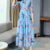 Lace Floral Print Floor Length Maxi Dresses - Image 2