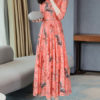 Lace Floral Print Floor Length Maxi Dresses - Image 3