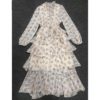 Lantern Sleeve V-Neck Flower Print Tiered Ruffles Cake Dress