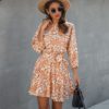 Leopard Print Fashion Sashes Lace Up Streetwear Short Dress - Image 3
