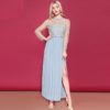 Long Sleeve Gorgeous Gold thread Embroidery Side Split Elegant Maxi Dress