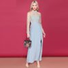 Long Sleeve Gorgeous Gold thread Embroidery Side Split Elegant Maxi Dress - Image 4