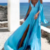 Long Sleeves Split Cold Shoulder Beach Maxi Dress