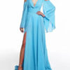 Long Sleeves Split Cold Shoulder Beach Maxi Dress - Image 2