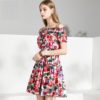 Off The Shoulder Elastic Waist Floral Print Elegant Mini Dress - Image 4