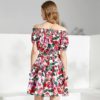 Off The Shoulder Elastic Waist Floral Print Elegant Mini Dress - Image 6