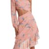 One Shoulder Floral Printed Cut Out Beach Dress