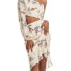 One Shoulder Floral Printed Cut Out Beach Dress - Image 4