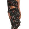 One Shoulder Floral Printed Cut Out Beach Dress - Image 7