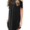 Open Shoulder Short Sleeve T Shirt Dress