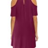 Open Shoulder Short Sleeve T Shirt Dress - Image 2