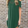 Open Shoulder Short Sleeve T Shirt Dress - Image 3