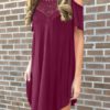 Open Shoulder Short Sleeve T Shirt Dress - Image 5
