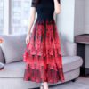 Peacock Print Jewel Neck Chiffon Maxi Dresses - Image 2
