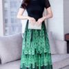 Peacock Print Jewel Neck Chiffon Maxi Dresses - Image 6