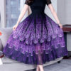 Peacock Print Jewel Neck Chiffon Maxi Dresses - Image 8