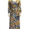 Print V Neck Long Sleeves Floor Length Dress - Image 5