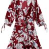 Printed Polyester Lace Up Beach Dress - Image 5