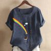 Rainbow Print O-neck Short Sleeve Casual T-shirt - Image 2
